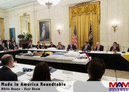 Margarita Mendoza and Kurt Uhlir at the Made in America Roundtable in the East Room of the White House.